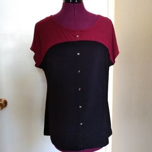 Black and Maroon Dolman Blouse